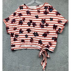 Postmark Anthropologie Shirt Womens  XL Striped Floral Tie Waist
